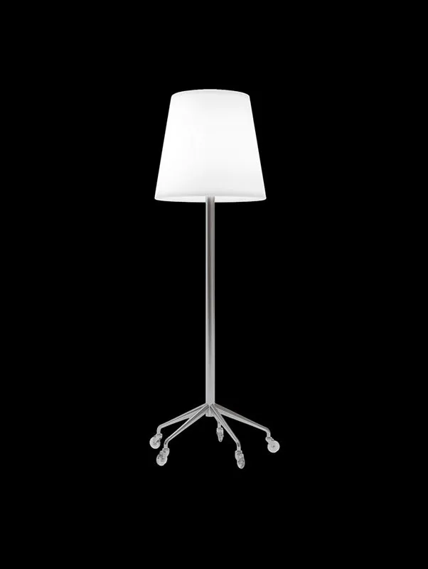 Stehleuchte weiß auf Rollen, Design Stehlampe