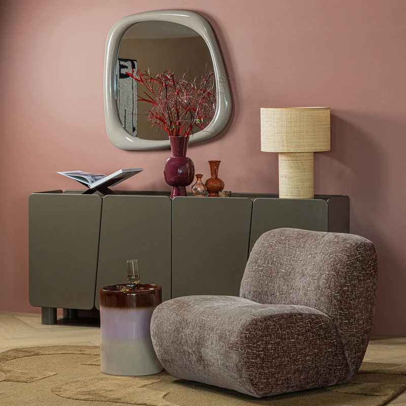 Ollo dekorativer beistelltisch Ø35x44 cm keramik rosa/braun