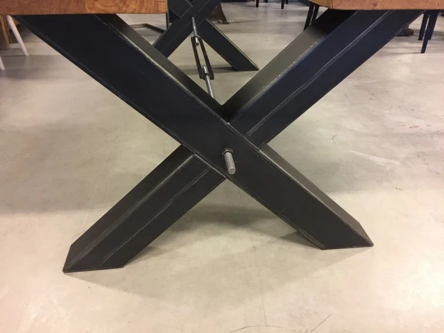 Esstisch Eiche Tischplatte, Tisch Glas-Massivholz Tischplatte Industriedesign, Tischgestell Metall, Maße 200 x 100 cm