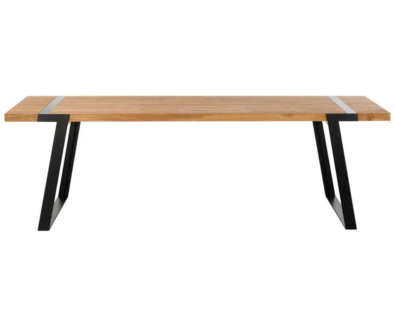 Esstisch Eiche-Natur Tischplatte, Tisch Eiche massiv, Tischbeine Metall schwarz, Maße 240 x 100 cm