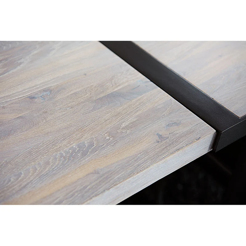 Esstisch Eiche weiß geölt, Tisch Eiche massiv weiß, Tischbeine Metall schwarz, Maße 240 x 100 cm