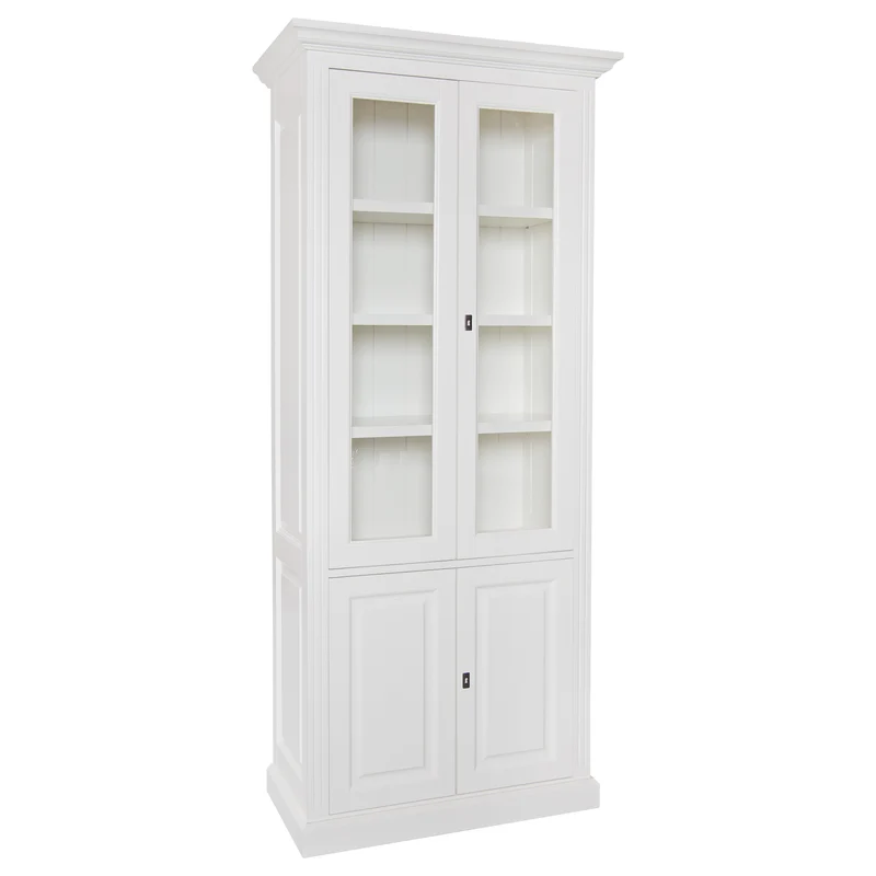 Geschirrschrank weiß, Vitrine weiß, Wohnzimmerschrank im Landhausstil, Breite 100 cm