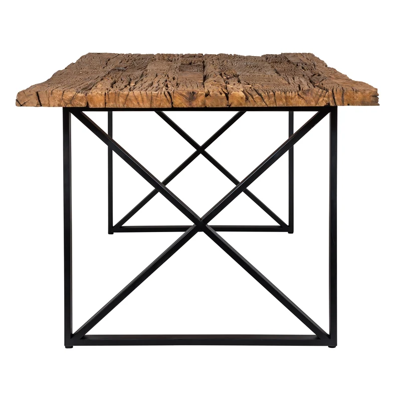 Esstisch Tischplatte aus Altholz, Tisch schwarz im Landhausstil, Länge 240 cm
