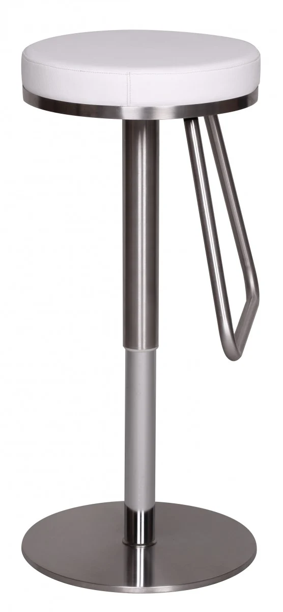 Barhocker Weiß Edelstahl, Barstuhl Farbe Silbern-Weiß