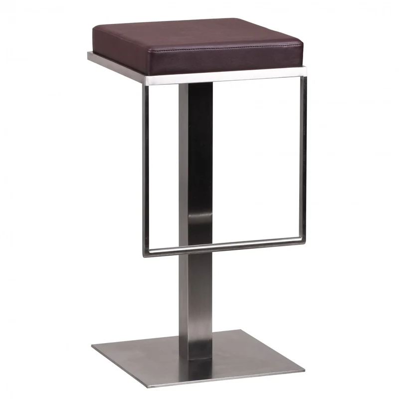 Barhocker Braun Edelstahl, Barstuhl Silbern-Braun