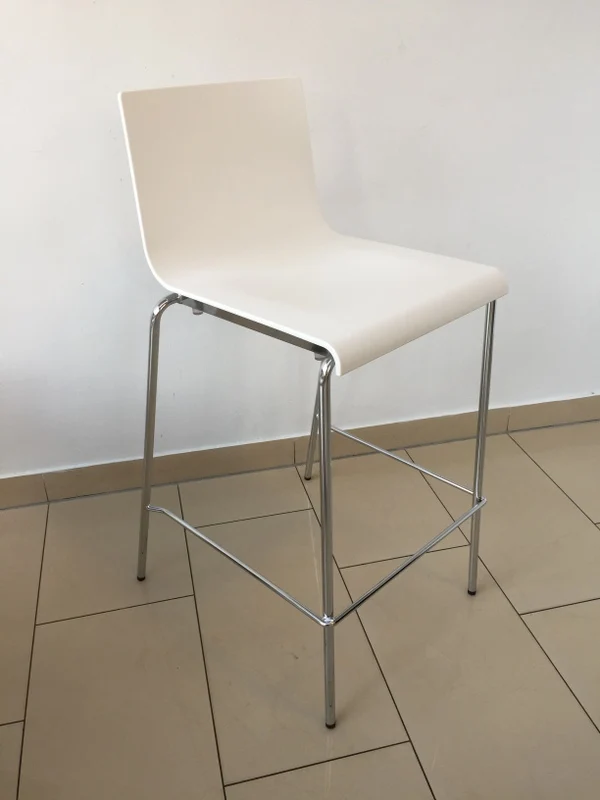 Design Barstuhl weiß, Barhocker weiß - chrome, Sitzhöhe 77 cm