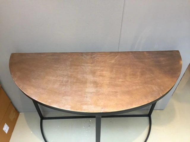Konsole halbrund Bronze schwarz, Wandtisch Metall schwarz, Breite 100 cm