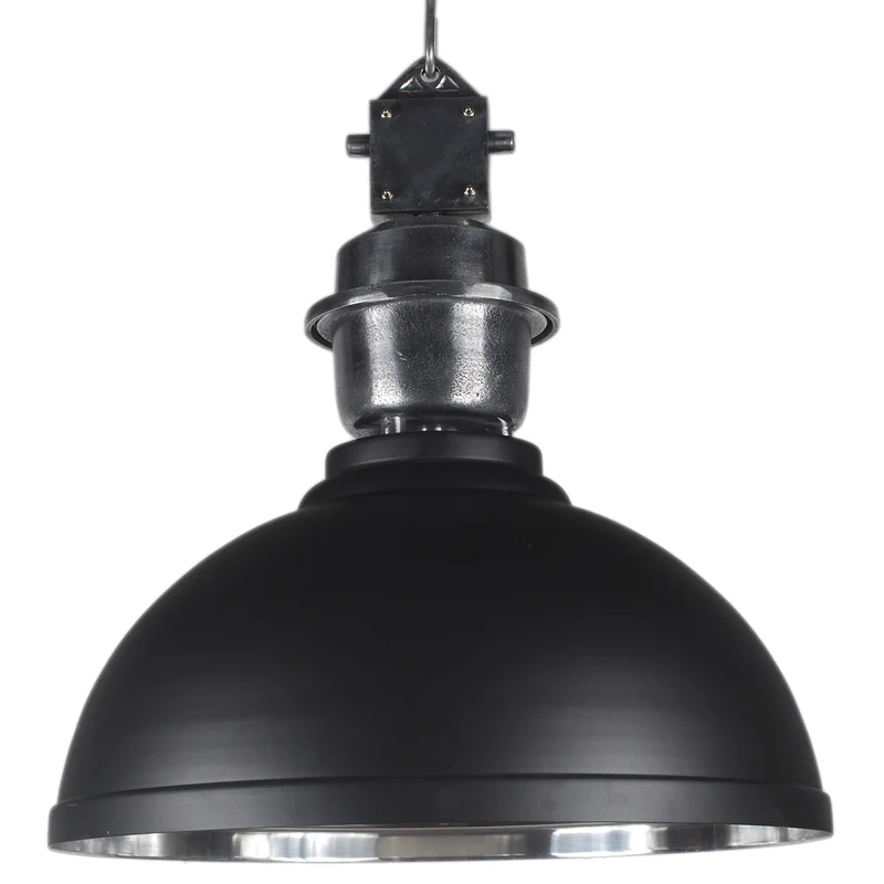 Pendelleuchte schwarz - silber Industrie-Lampe, Hängelampe schwarz Industrie, Durchmesser 52 cm