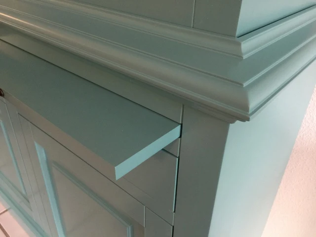 Vitrine türkis Landhaus, Geschirrschrank Landhaus, Vitrinenschrank Landhausstil, andere Farbe optional wählbar, Breite 126 cm
