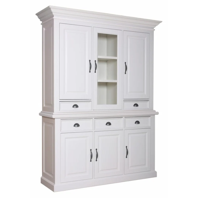 Buffetschrank weiß Landhausstil, Vitrine weiß Landhaus, Geschirrschrank weiß, Breite 167 cm