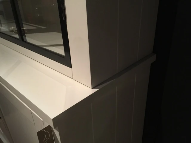 Buffetschrank weiß, Vitrine weiß Massivholz, Geschirrschrank weiß Landhaus, Breite 160 cm