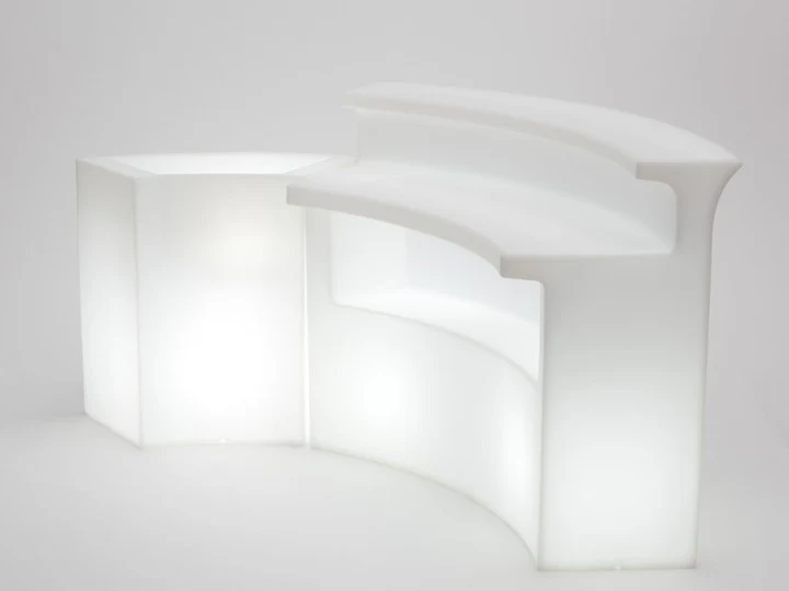 2er Set 1 Bartheke und 1 ICE Element Kunststoff, Bartheke weiß, Bartresen weiß mit Beleuchtung, Bar weiß Kunststoff, Breite 266 cm