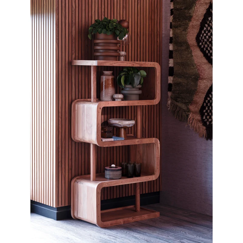 Rattle offener schrank holz natur