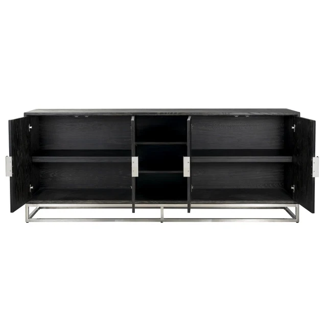 Sideboard schwarz, Anrichte verchromt schwarz, Sideboard schwarz, Breite 225 cm (Ausverkauft)