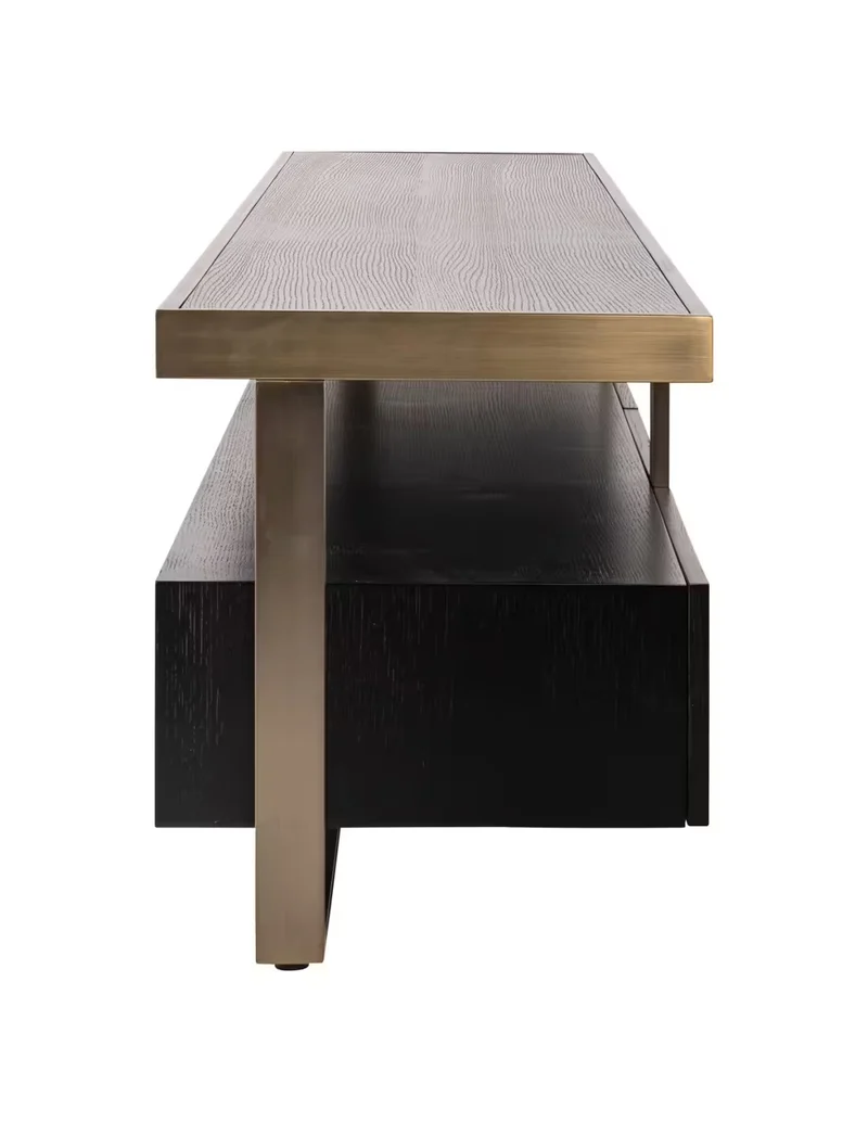 Fernsehschrank Gold schwarz, TV Schrank schwarz, Lowboard schwarz Gold, Breite 220 cm