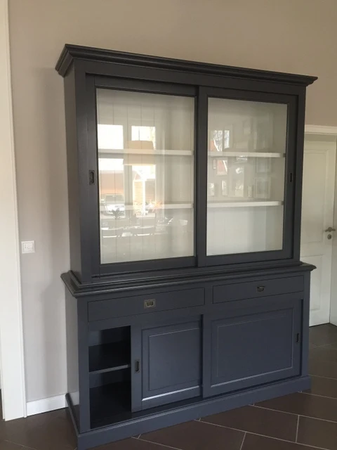 Buffetschrank grau, Geschirrschrank grau, Schrank grau Landhaus, Breite 177 cm
