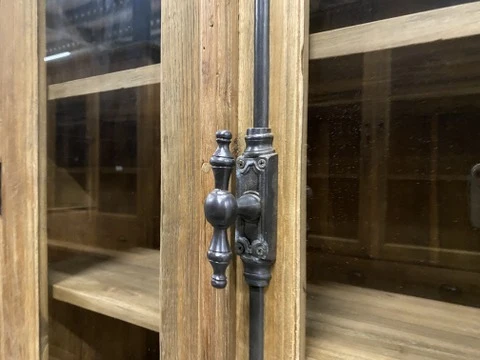 Vitrine Teakholz, Buffetschrank Teakholz, Geschirrschrank Teak, Landhaus Buffetschrank Teak, Breite 170 cm