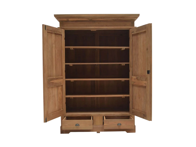 Kleiderschrank Teakholz, Schrank Teakholz Landhaus, Garderobenschrank, Breite 160 cm