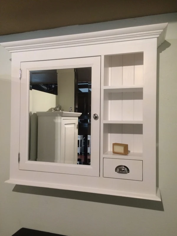 Spiegelschrank weiß Landhausstil, Spiegel weiß Landhaus, Breite 98 cm