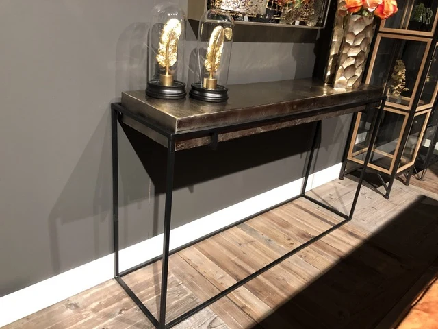 Konsole Bronze Metall, Wandtisch schwarz Metall, Konsole Industriedesign