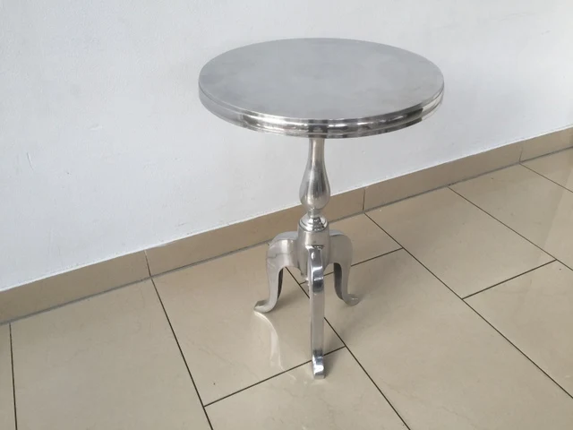 Beistelltisch rund Silber, Metall Barock Beistelltisch Silber, Ø 35 cm