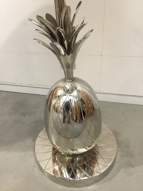 Beistelltisch Ananas Silber, Metall Beistelltisch Silber, Ø 45 cm