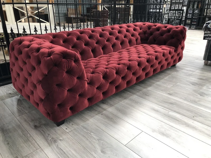 Chesterfield Sofa rot, Sofa rot Chesterfield, Breite 258 cm