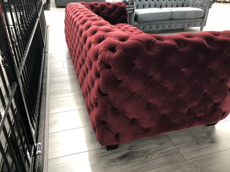 Chesterfield Sofa rot, Sofa rot Chesterfield, Breite 258 cm