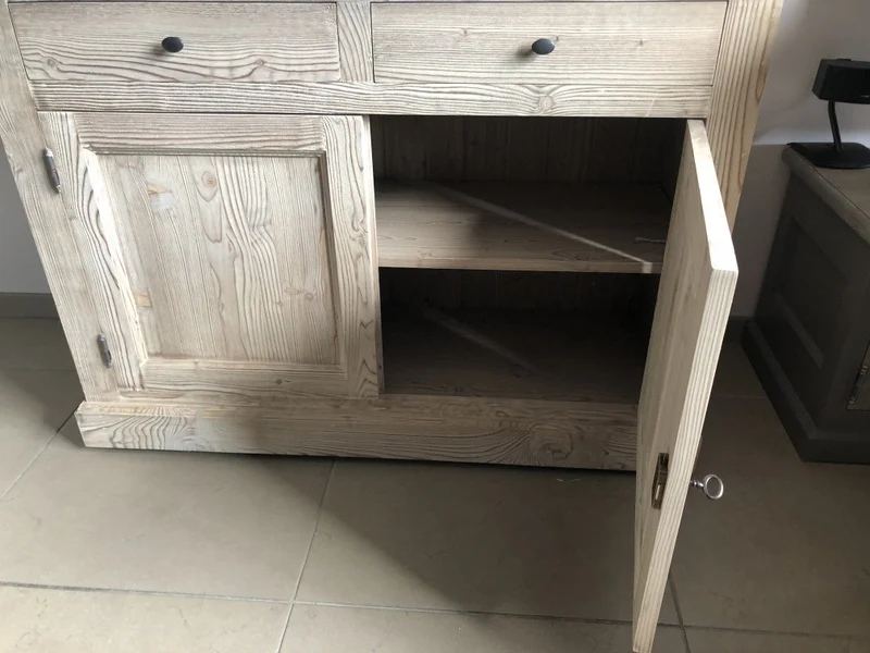 Vitrine Landhaus, Geschirrschrank Massivholz Landhausstil, Küchenschrank Landhaus, Breite 130 cm
