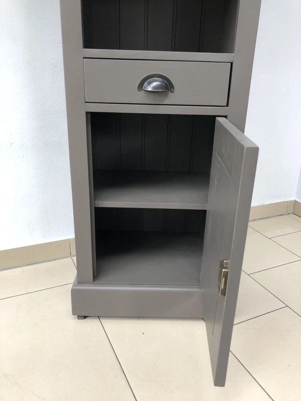 Badezimmerschrank anthrazit Landhausstil, Regal anthrazit Landhaus, Schrank anthrazit, Breite 49 cm
