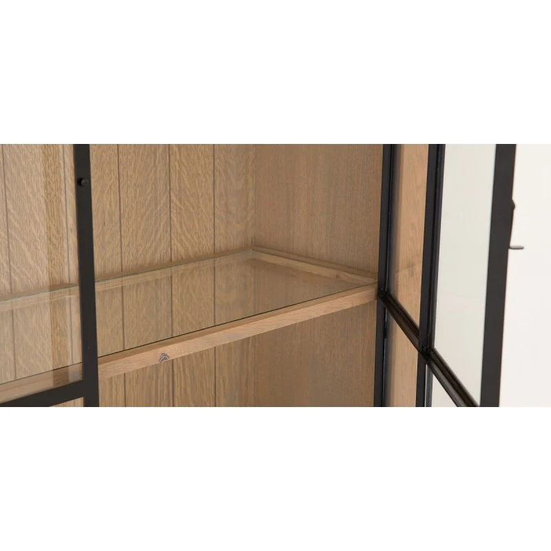 Vitrine Eiche massiv Landhaus, Geschirrschrank Eiche Landhausstil, Schrank Landhaus, Breite 192 cm