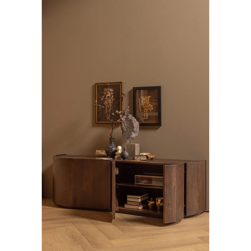 Sense kommode 4-türig mango holz dunkelbraun