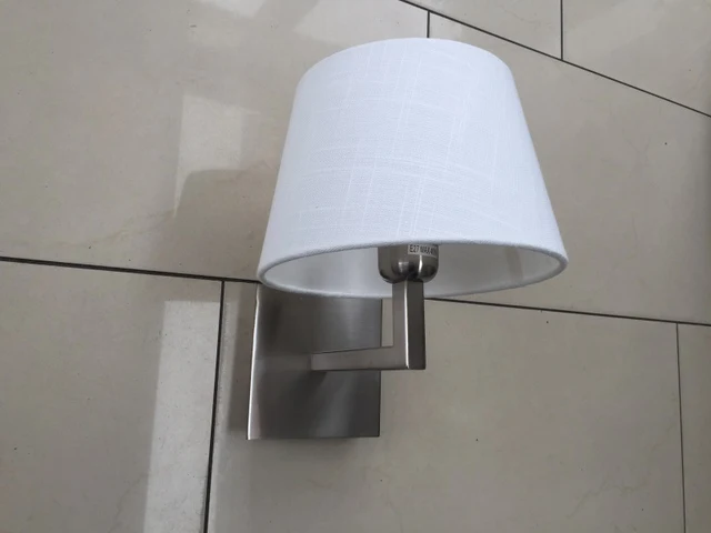 Wandleuchte satiniert Silber Lampenschirm weiß, Wandlampe mit Lampenschirm