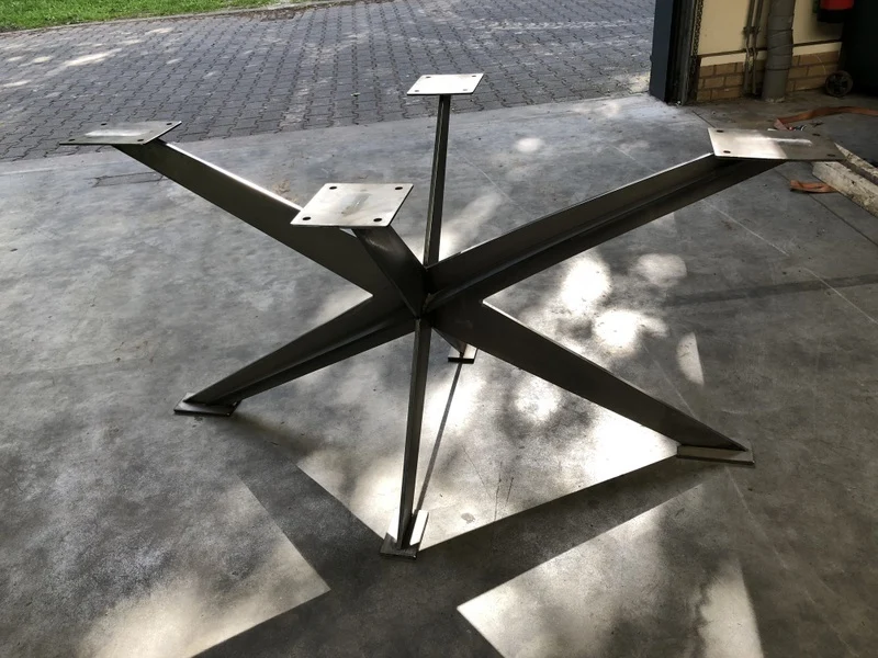 Tischgestell grau Metall, Tischbeine Metall unbehandelt, Metall-Tischgestell grau, Höhe 73 cm