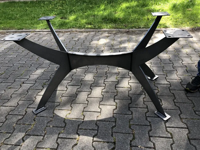 Tischgestell grau Metall, Tischbeine Metall unbehandelt, Metall-Tischgestell, Höhe 73 cm