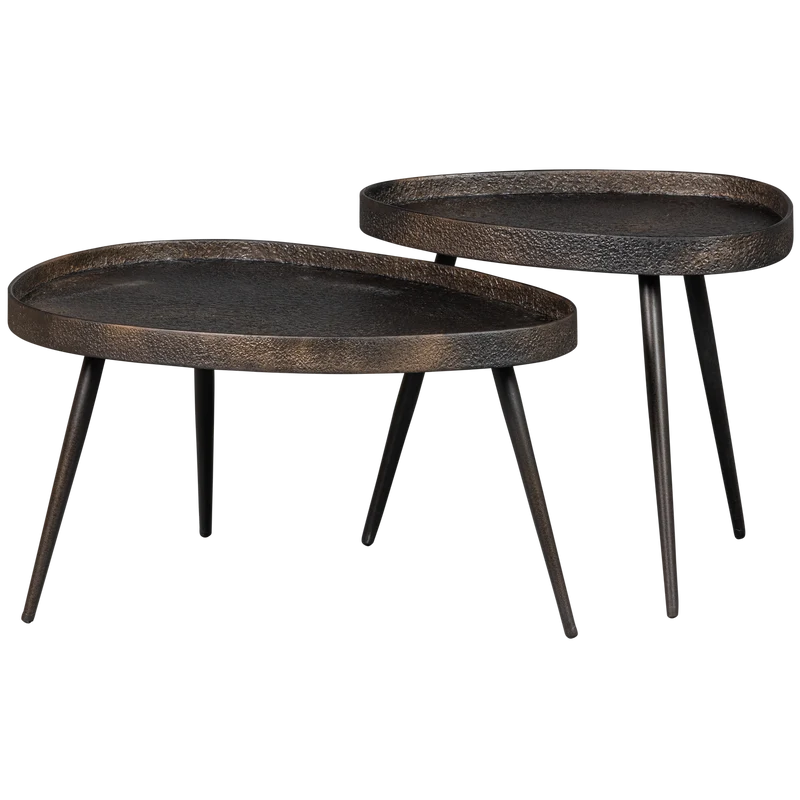 2er set - Crude beistelltische bronze antique