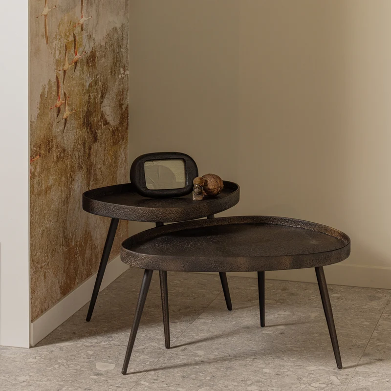 2er set - Crude beistelltische bronze antique