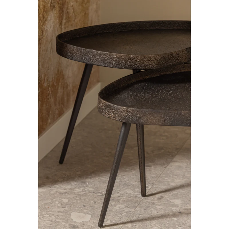 2er set - Crude beistelltische bronze antique
