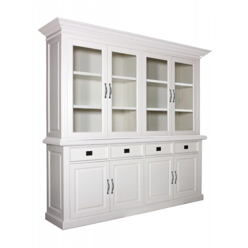 Buffetschrank weiß Landhausstil, Vitrine weiß Landhaus, Geschirrschrank weiß, Breite 232 cm
