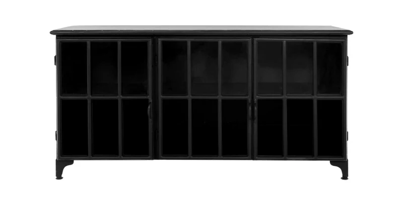 Sideboard schwarz Industriedesign, Anrichte schwarz Landhaus, Kommode Landhaus, Breite 150 cm