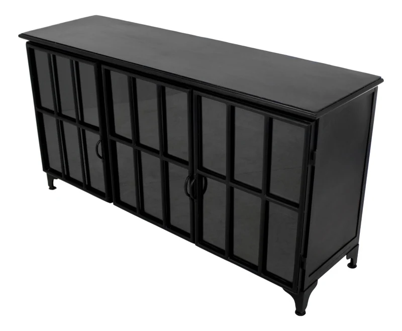 Sideboard schwarz Industriedesign, Anrichte schwarz Landhaus, Kommode Landhaus, Breite 150 cm