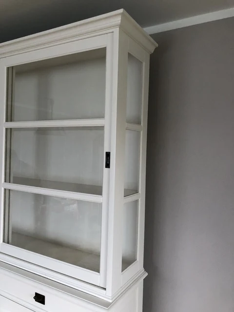 Geschirrschrank weiß Landhaus, Vitrinenschrank weiß Landhausstil, Buffetschrank weiß Landhaus, Breite 186 cm