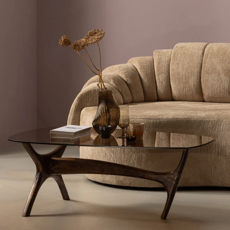 Flash couchtisch mangoholz/glas walnuss