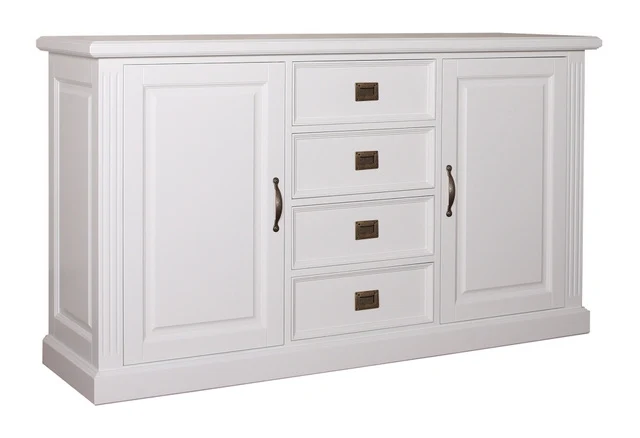 Sideboard weiß Landhaus, Anrichte weiß Landhausstil, Kommode weiß Landhaus, Breite 177 cm