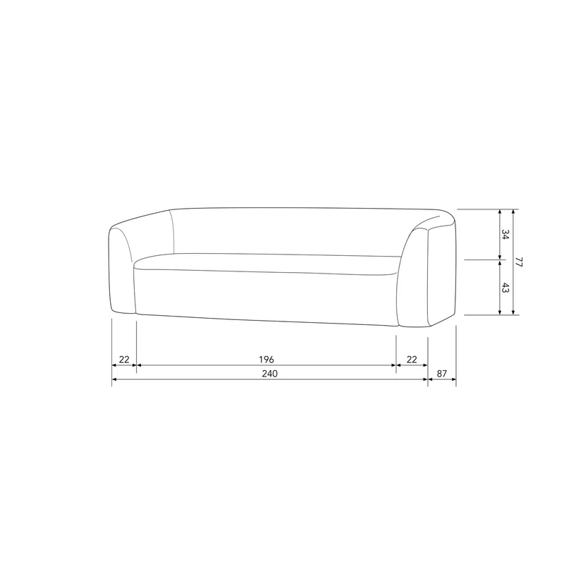 Sloping 3-sitzer sofa grau/schwarz melange