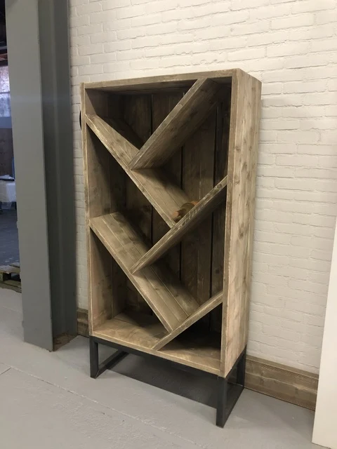 Weinschrank Industriedesign, Weinregal Altholz, Breite 80 cm