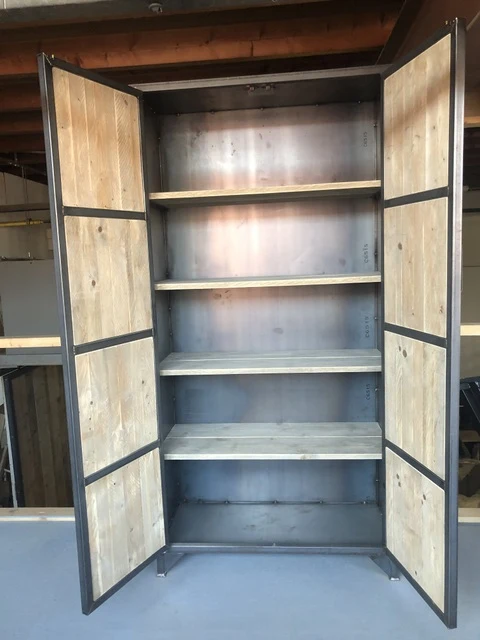 Schrank Industriedesign, Aktenschrank Altholz, Breite 100 cm