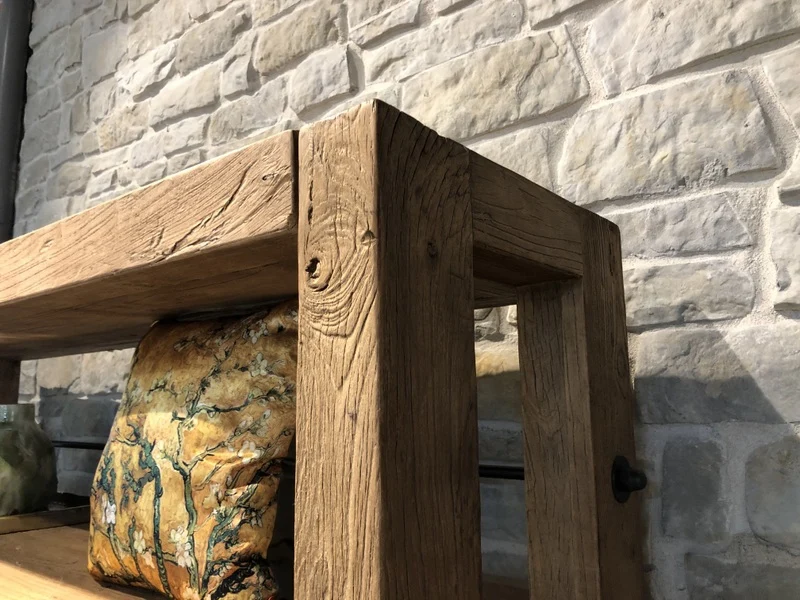 Bücherregal Altholz, Regal Altholz auf Rollen Industrie, Regal auf Rädern Metall Holz, Breite 180 cm
