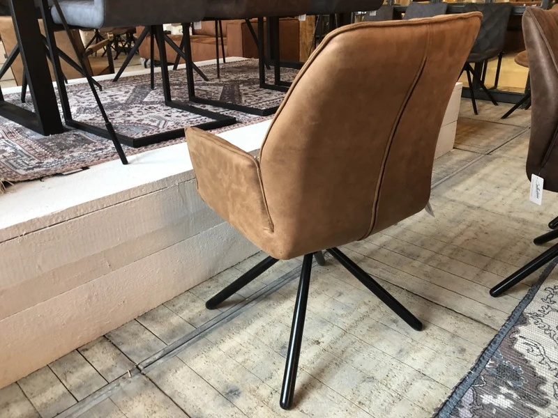 Stuhl cognac mit Armlehne, Stuhl gepolstert cognac, 90 ° drehbar
