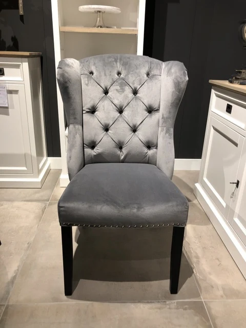 Stuhl grau Landhausstil, Stuhl Chesterfield grau